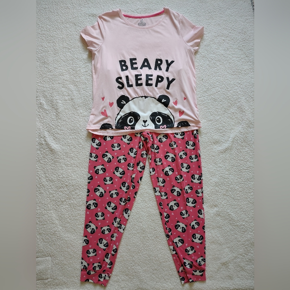 Secret Treasures Medium Pink Panda Valentine's Day 2-Piece Pajama Set
